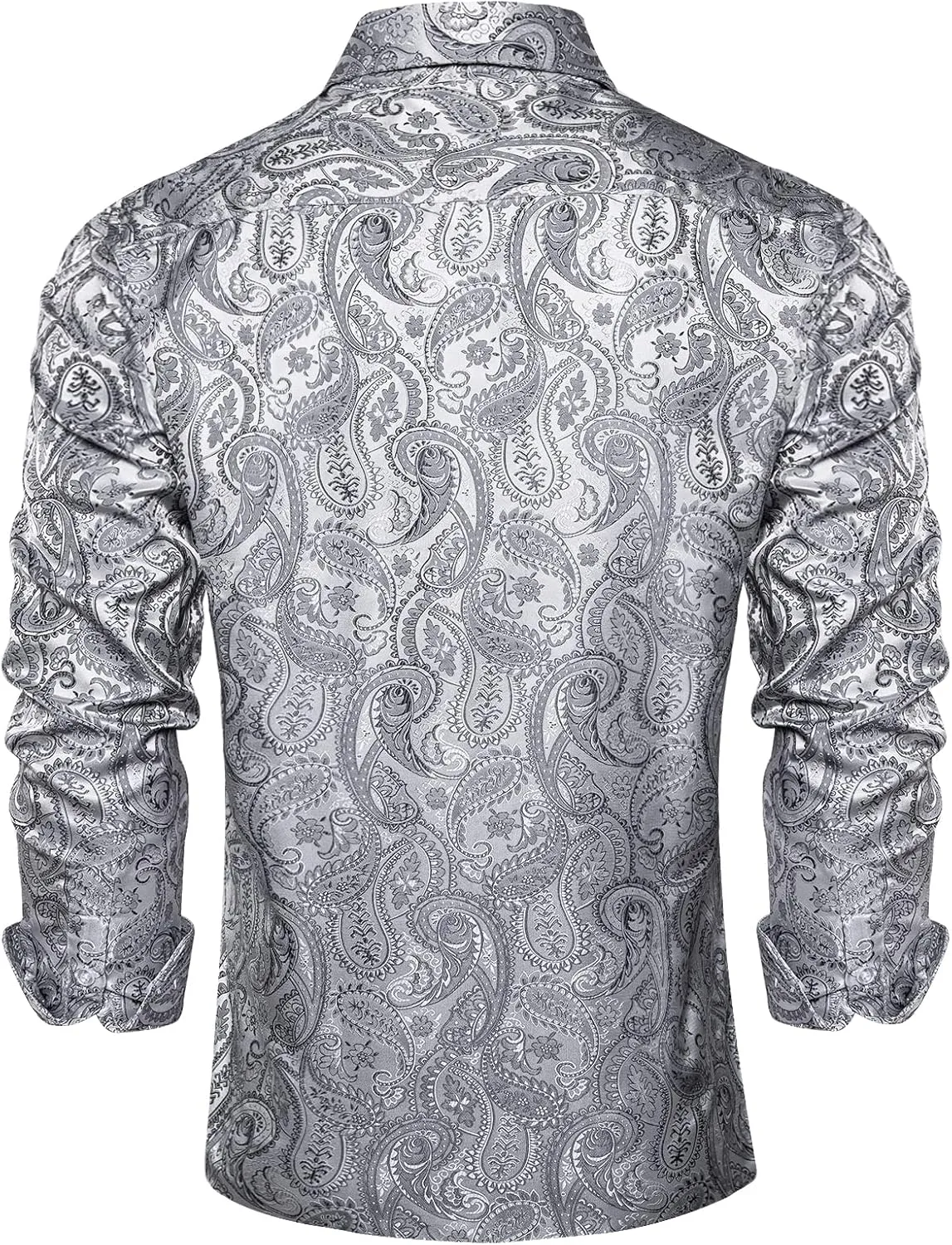 DiBanGu Mens Shirt, Paisley Floral Dress Shirt Long Sleeve with Collar Pin Brooch