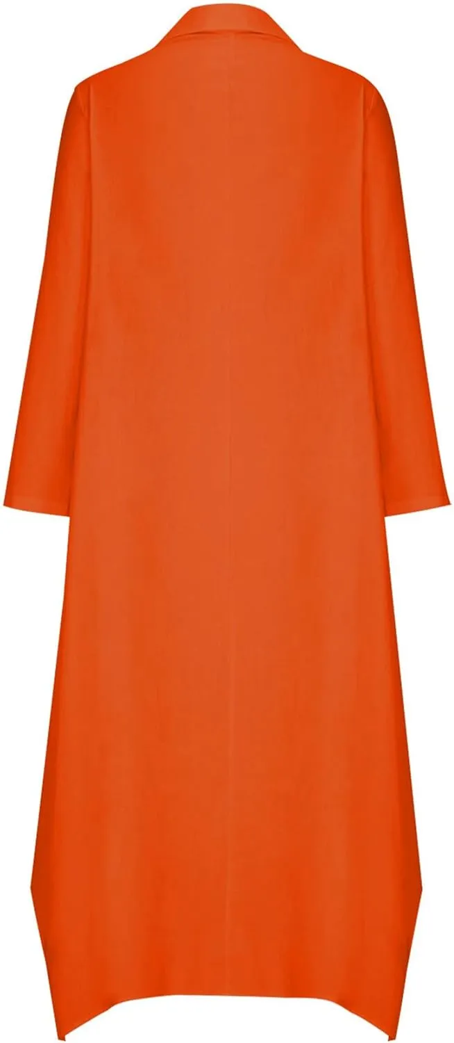 Dresses for Women Long Sleeve Cotton Linen Oversized Loose Dresses Casual Henley Button Down Flowy Dresses Fall 2024