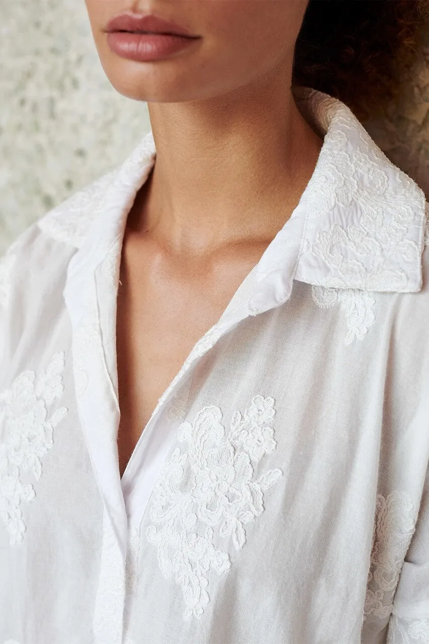 Embroidered Voile T-Shirt Top
