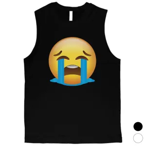 Emoji-Crying Mens Bitter Hurting Sad Halloween Costume Muscle Shirt