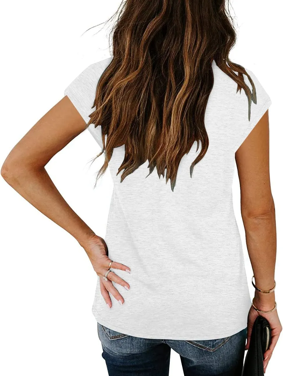 ETCYY Womens Summer Tank Tops 2025 Loose Fit Trendy Lace V Neck Solid Color Cap Sleeve T Shirts Blouses