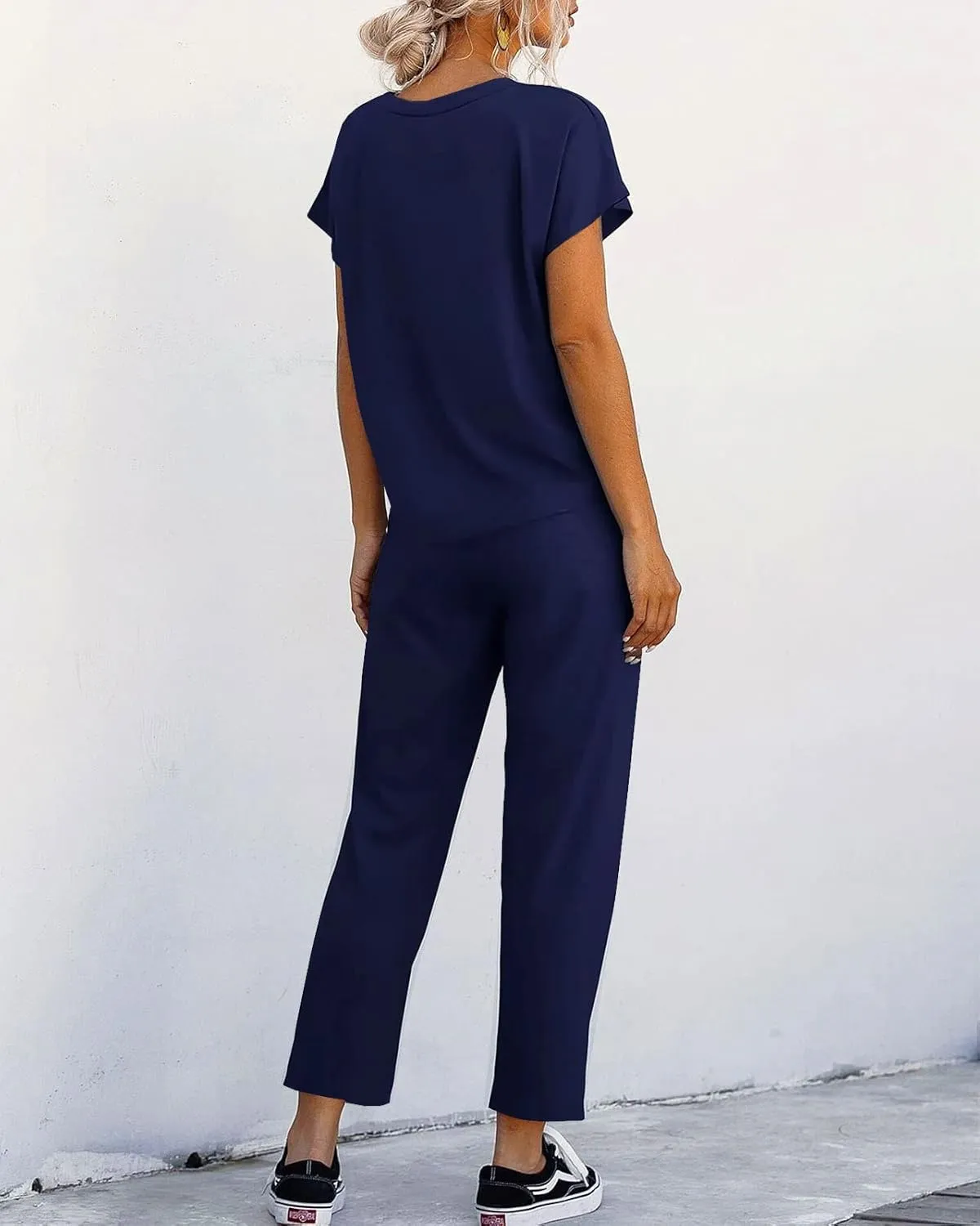 Eurivicy Women's 2 Piece Outfits Sets Casual Short Sleeve Crewneck T-Shirts and Pocketed Jogger Pants Summer Tracksuit Set
