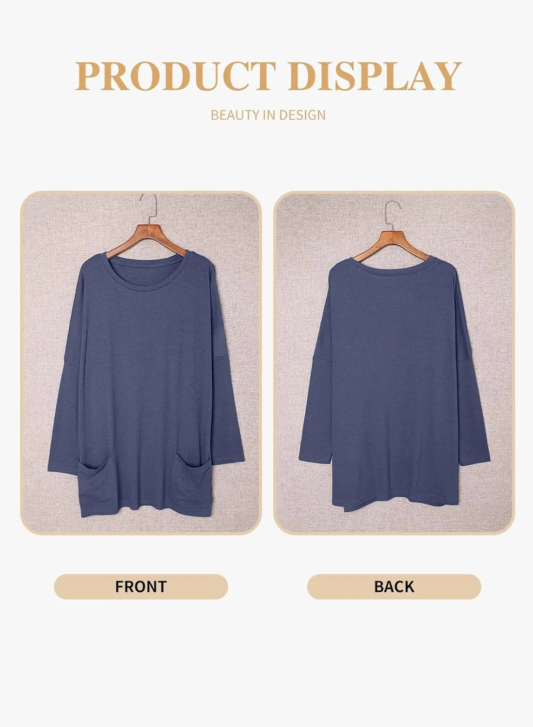 Eytino Womens Plus Size Long Sleeve Tops Crewneck Lightweight Sweatshirt Loose Casual Oversized T Shirts with Pockets(1X-5X)