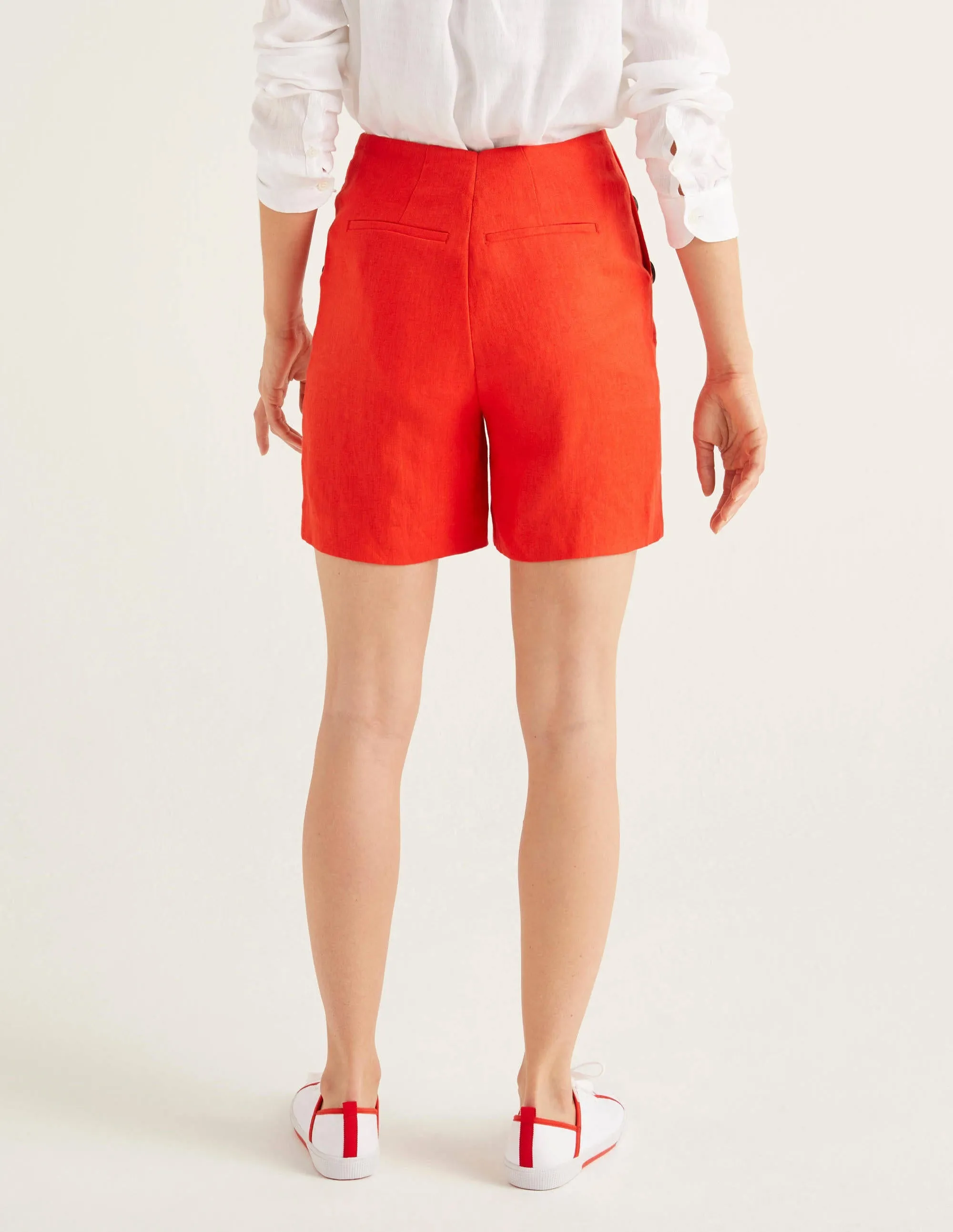 Falmouth Linen Shorts-Orange Sunset