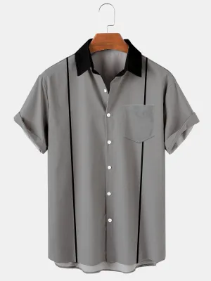 Fashion Summer Men's Casual Shirts Vintage Bowling Shirts