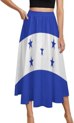Fattyeery Skirts for Womens Kiribati Flag Summer Comfy Dress Casual High Waist Holiday Long Skirts