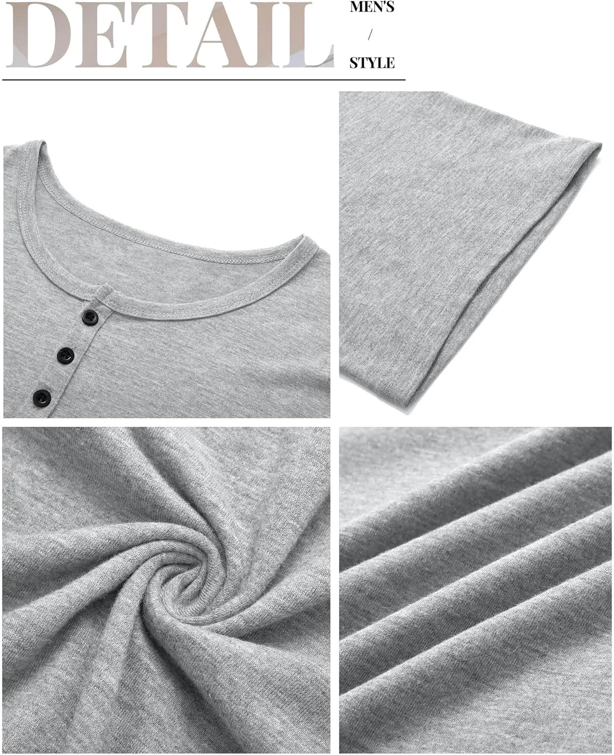 Ficerd 3 Pack Men's Big & Tall T-Shirts, Summer Short Sleeve Henley Shirts Casual Classic Vneck Button Oversized Tee Shirts