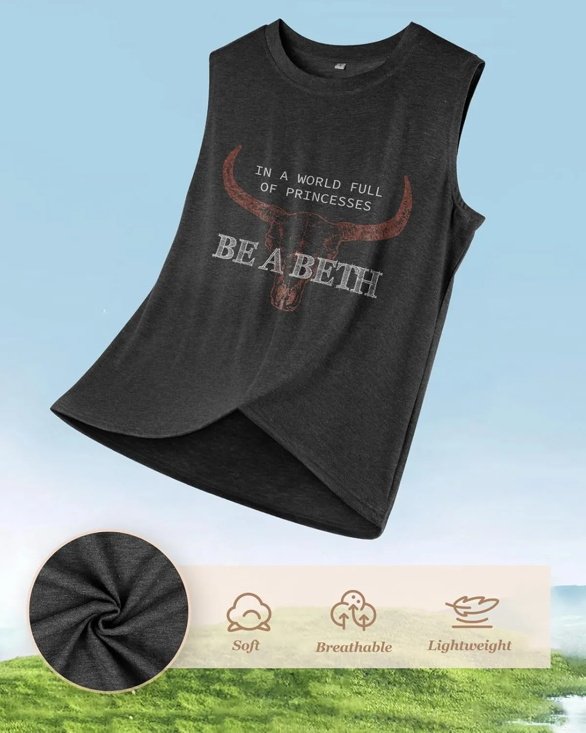 Flafens Tank Top for Women - Cute Womens Summer Graphic Cotton Sleeveless T Shirts Crewneck Tops Workout Gym Basic Tunic