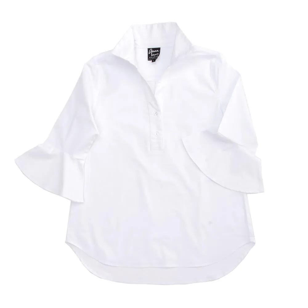 Flair Sleeve Half Button Blouse