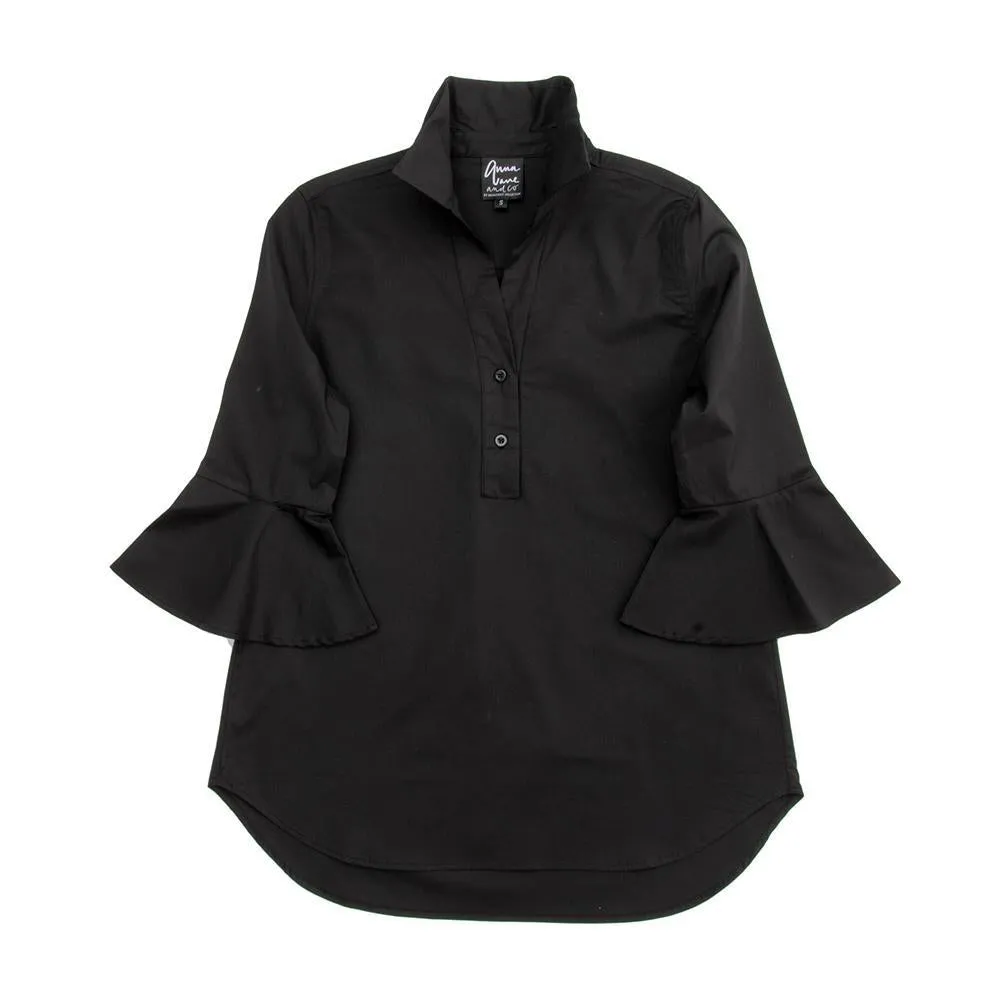 Flair Sleeve Half Button Blouse