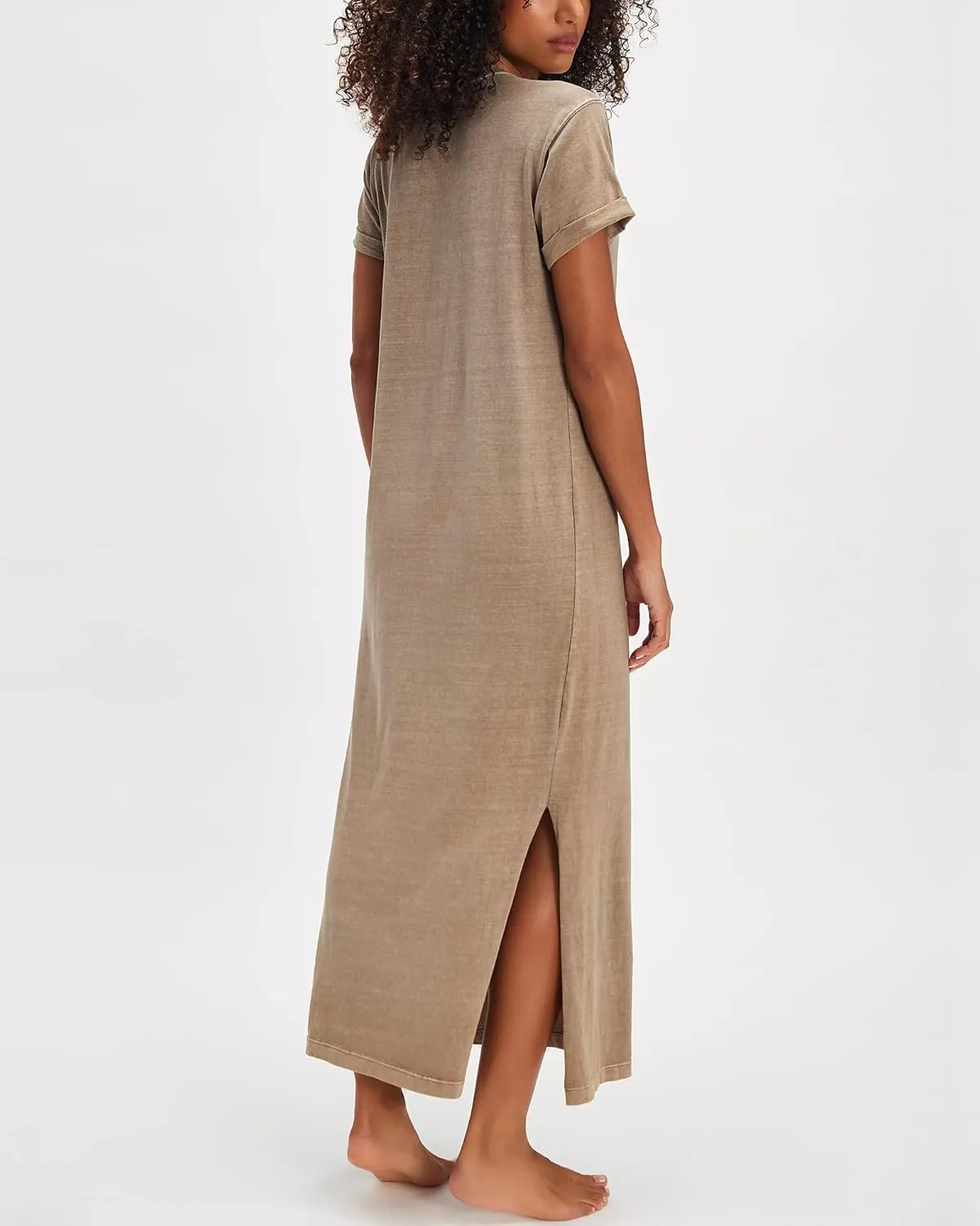 Gacaky Women's Summer Casual Short Sleeve T Shirts Maxi Dress Flowy Split Beach Vacation Sundress 2025 Outfits with Pockets
