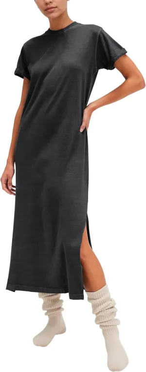 Gacaky Women's Summer Casual Short Sleeve T Shirts Maxi Dress Flowy Split Beach Vacation Sundress 2025 Outfits with Pockets