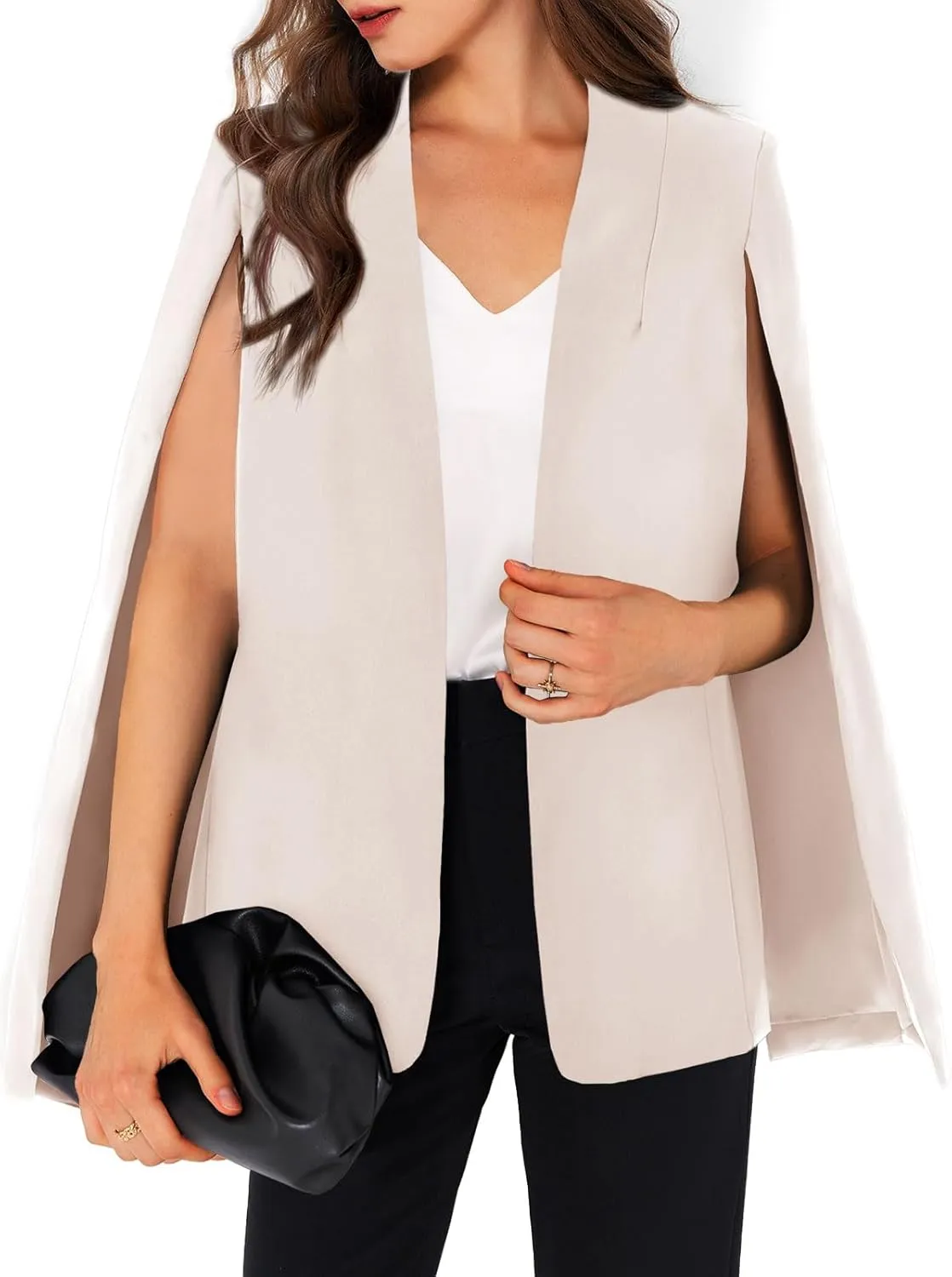 GAMISOTE Womens Cape Blazer Split Sleeve Open Front Casual Jacket Coat Workwear