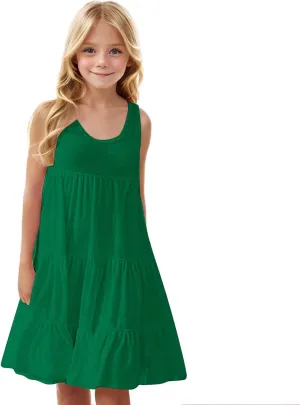 Girls 2025 Sundresses Summer Flowy Sleeveless Casual Crewneck Boho Dresses Beach Vacation Clothes Size 4-14 Years