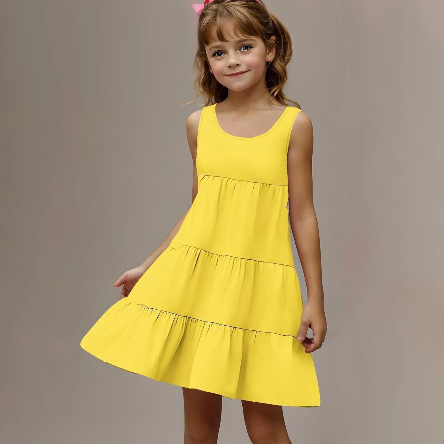 Girls 2025 Sundresses Summer Flowy Sleeveless Casual Crewneck Boho Dresses Beach Vacation Clothes Size 4-14 Years