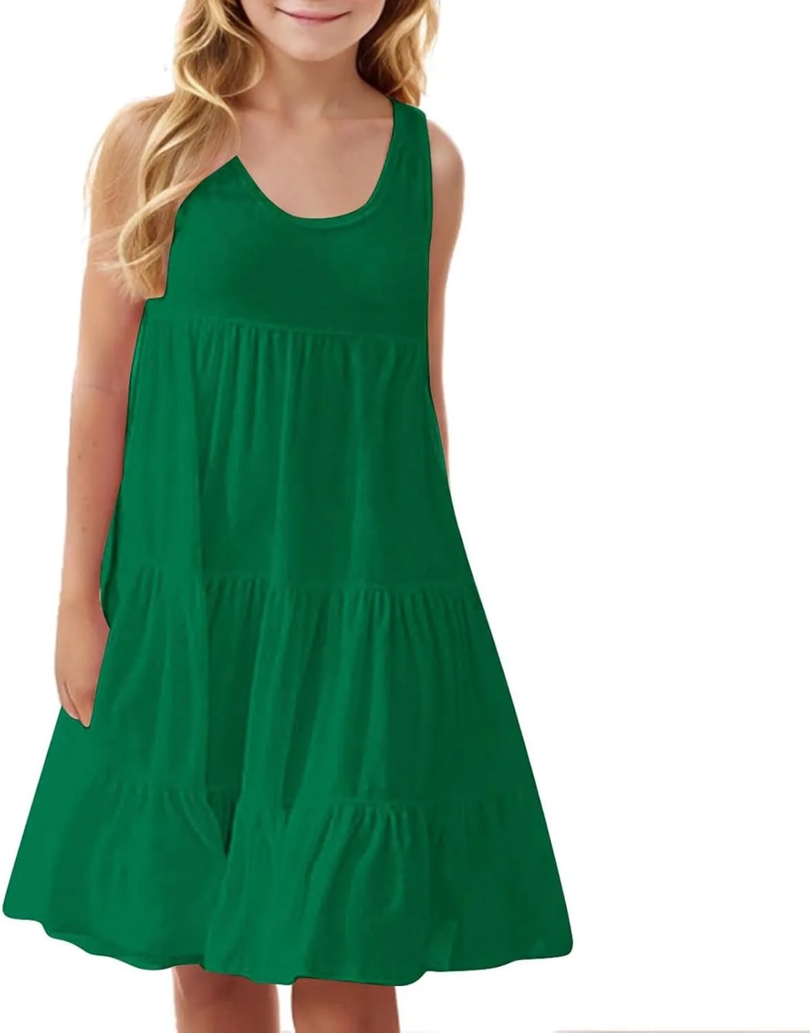 Girls 2025 Sundresses Summer Flowy Sleeveless Casual Crewneck Boho Dresses Beach Vacation Clothes Size 4-14 Years
