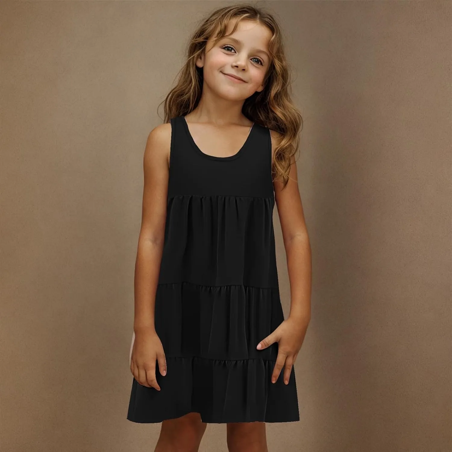 Girls 2025 Sundresses Summer Flowy Sleeveless Casual Crewneck Boho Dresses Beach Vacation Clothes Size 4-14 Years