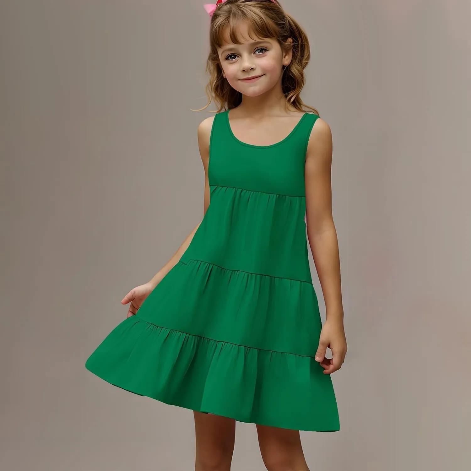 Girls 2025 Sundresses Summer Flowy Sleeveless Casual Crewneck Boho Dresses Beach Vacation Clothes Size 4-14 Years