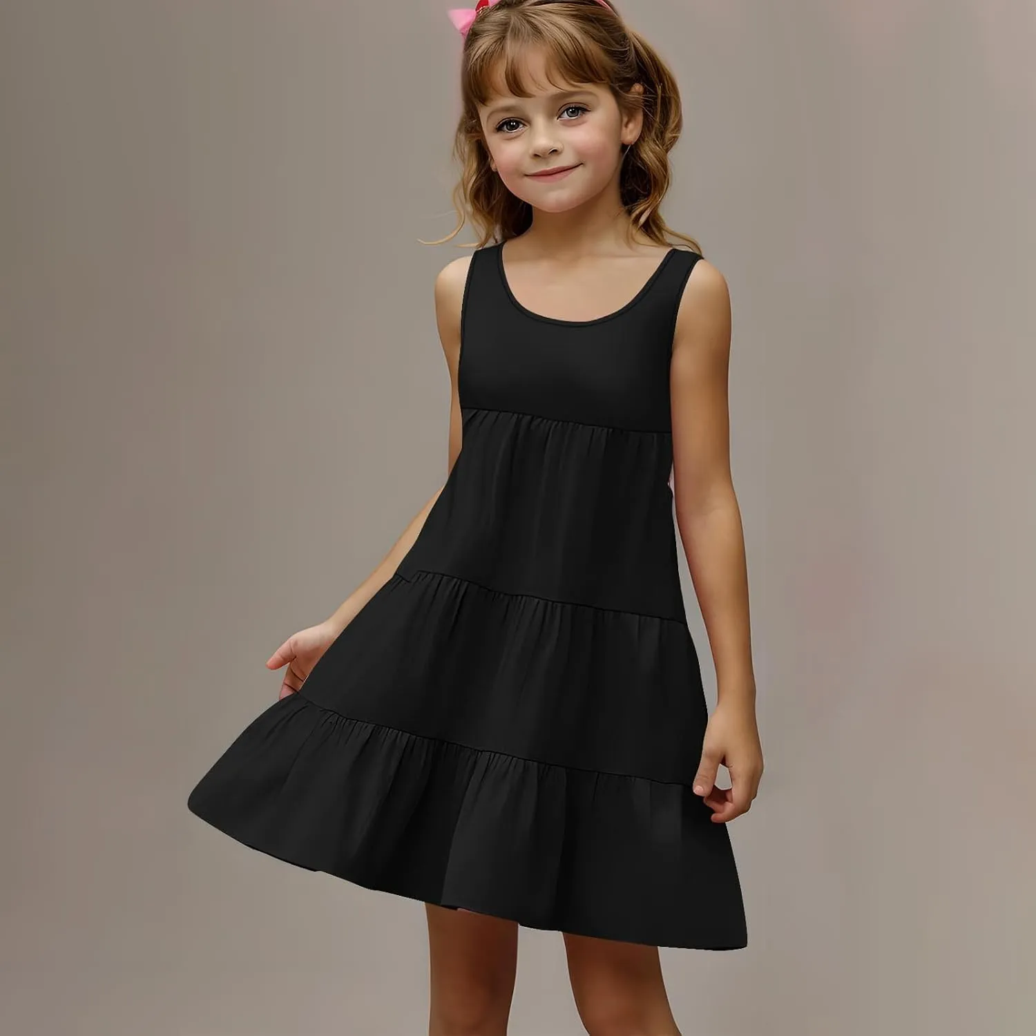 Girls 2025 Sundresses Summer Flowy Sleeveless Casual Crewneck Boho Dresses Beach Vacation Clothes Size 4-14 Years