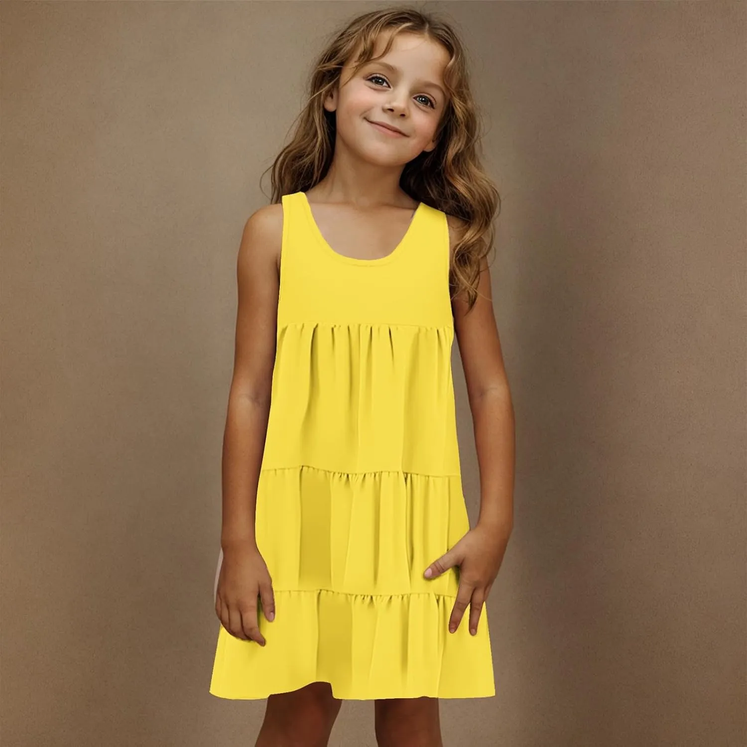 Girls 2025 Sundresses Summer Flowy Sleeveless Casual Crewneck Boho Dresses Beach Vacation Clothes Size 4-14 Years