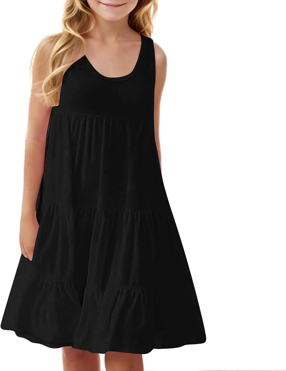 Girls 2025 Sundresses Summer Flowy Sleeveless Casual Crewneck Boho Dresses Beach Vacation Clothes Size 4-14 Years