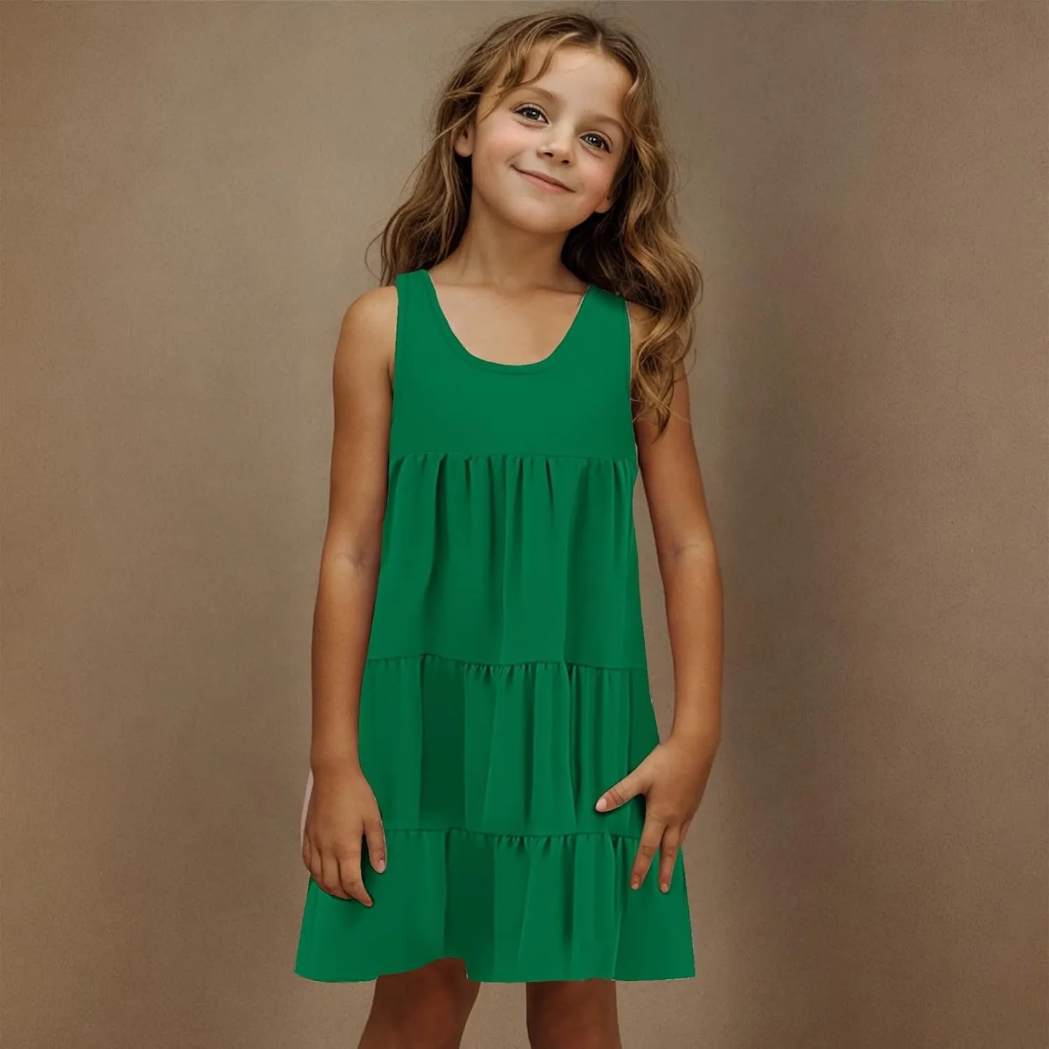 Girls 2025 Sundresses Summer Flowy Sleeveless Casual Crewneck Boho Dresses Beach Vacation Clothes Size 4-14 Years