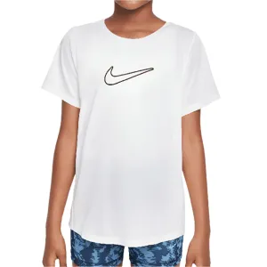 Girl`s One Dri-Fit Short Sleeve Tennis Top White and Black