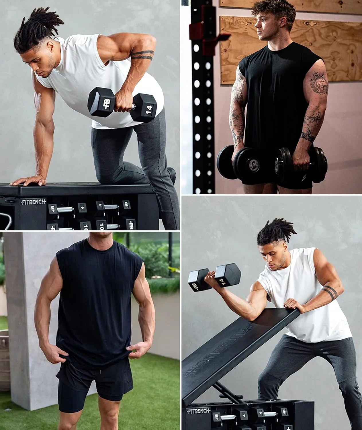 Holure 1 or 3 or 5 Pack Men's Gym Tank Tops Workout Sleeveless T-Shirts Athletic Muscle Tank Training Bodybuilding Shirts