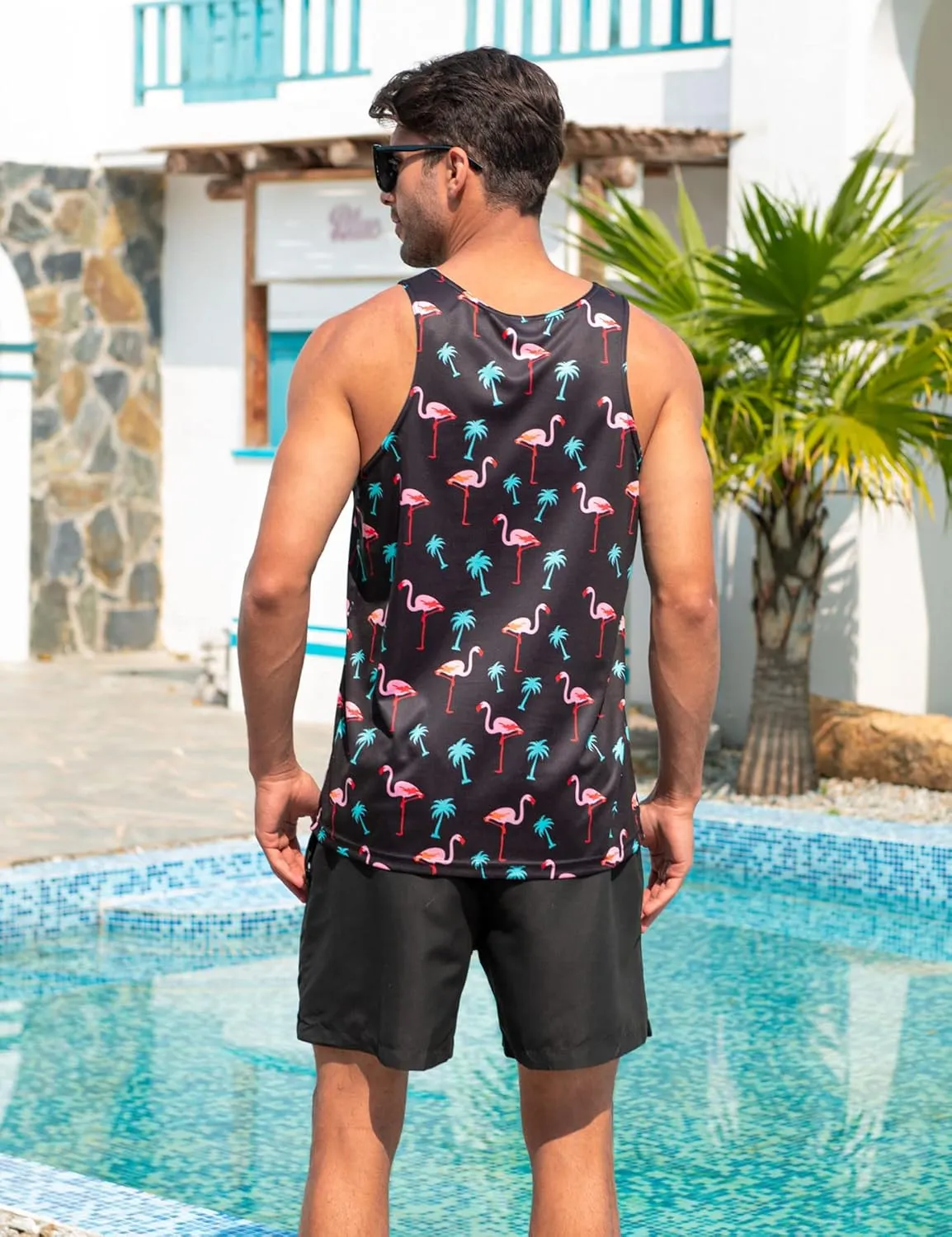 Idgreatim Mens Beach Tank Tops Fashion Graphic Quick Dry Sleeveless Shirt for Beach Workout S-XXL