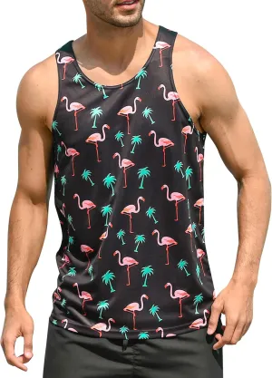 Idgreatim Mens Beach Tank Tops Fashion Graphic Quick Dry Sleeveless Shirt for Beach Workout S-XXL