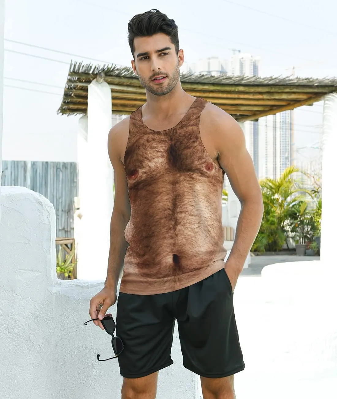 Idgreatim Mens Beach Tank Tops Fashion Graphic Quick Dry Sleeveless Shirt for Beach Workout S-XXL