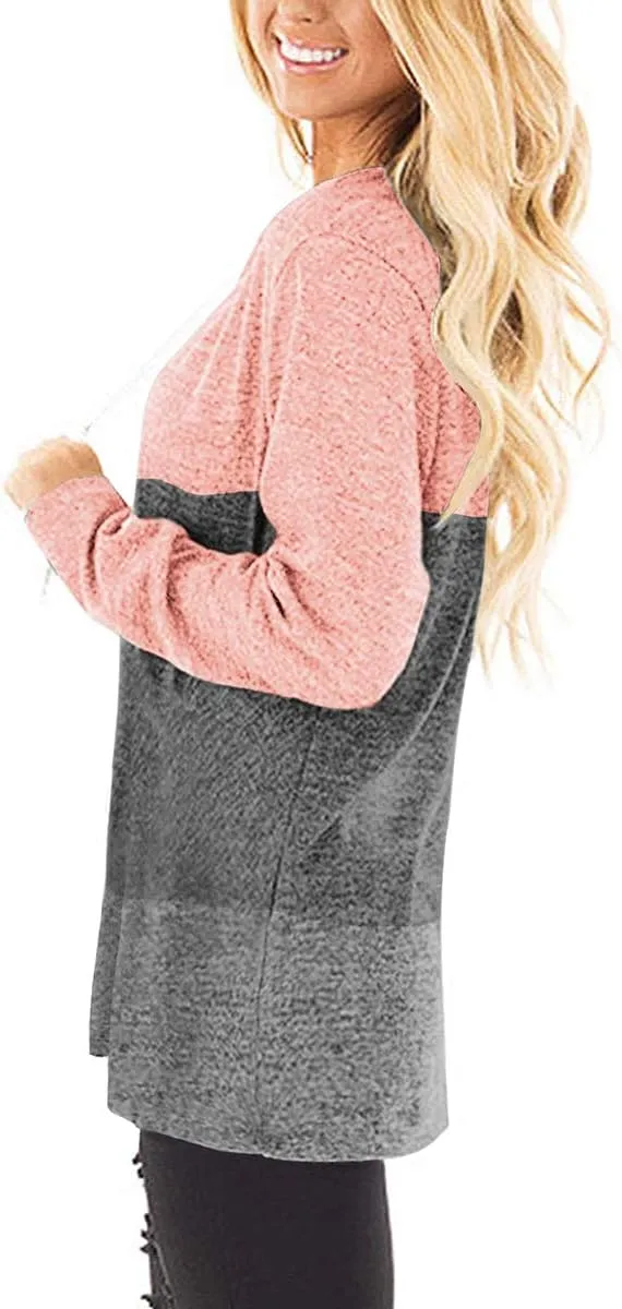 Jescakoo Tunic Tops to Wear with Leggings Long Sleeve V Neck T Shirts Casual Loose Fit