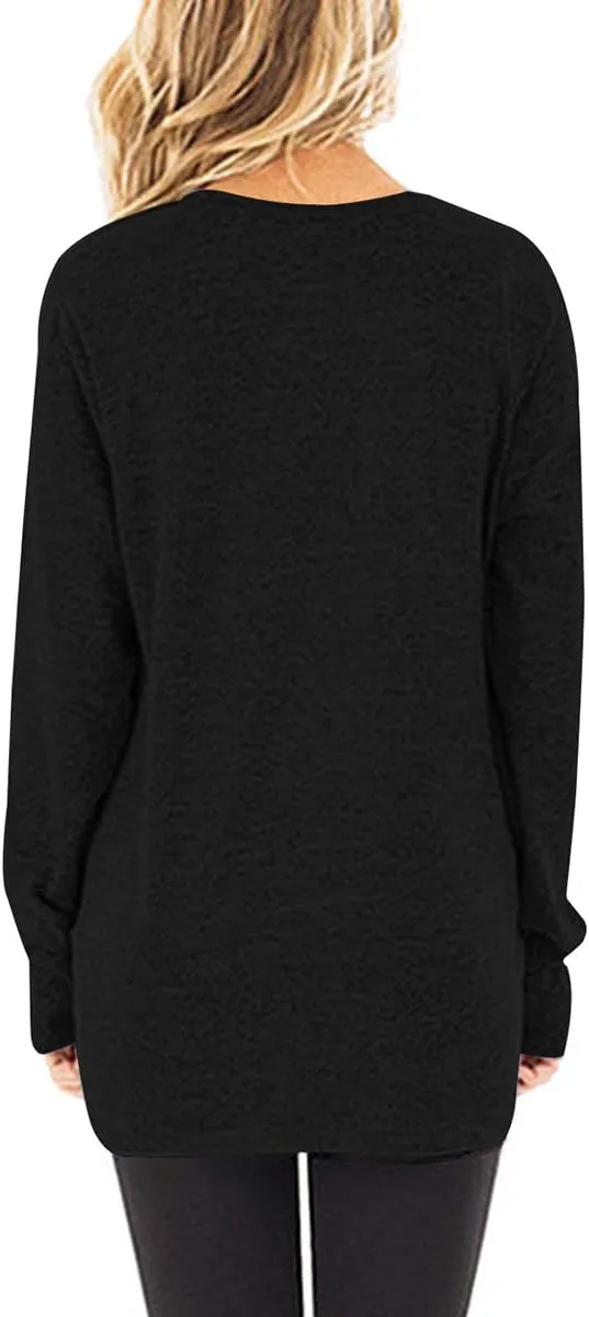 Jescakoo Tunic Tops to Wear with Leggings Long Sleeve V Neck T Shirts Casual Loose Fit