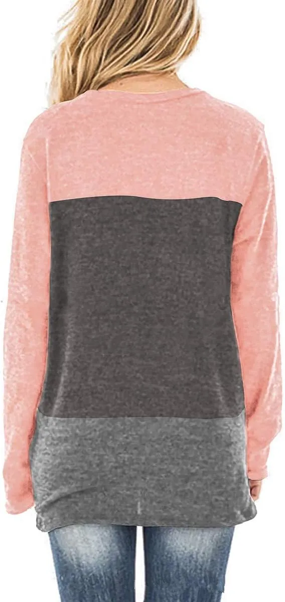 Jescakoo Tunic Tops to Wear with Leggings Long Sleeve V Neck T Shirts Casual Loose Fit