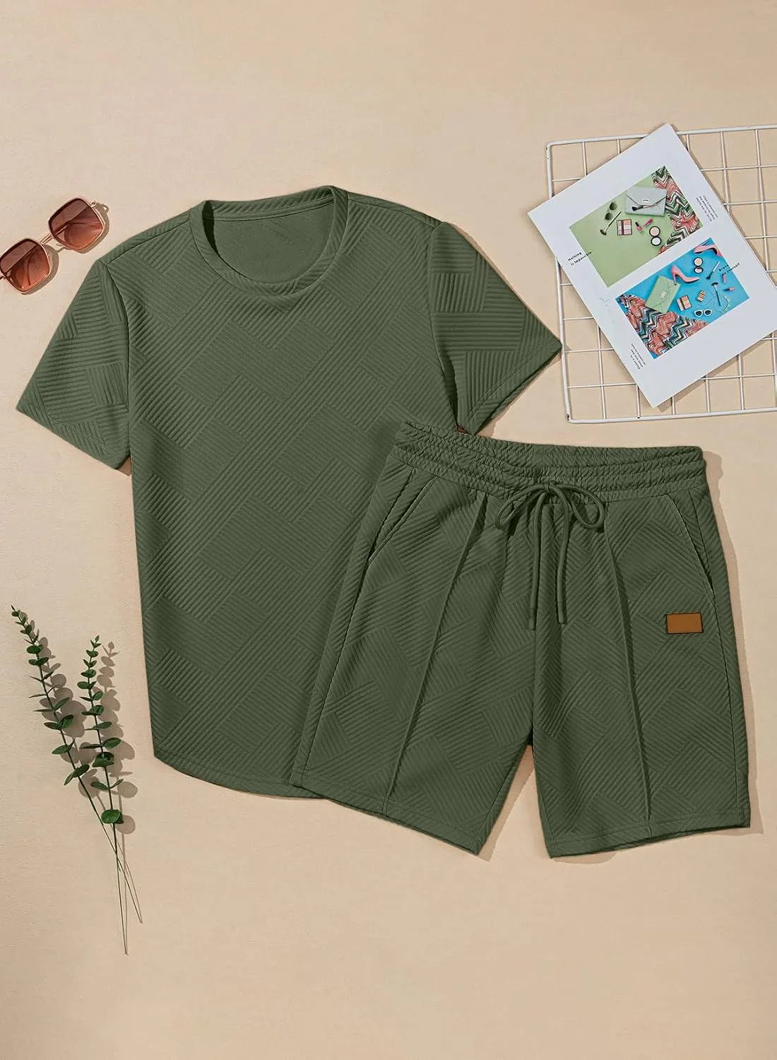 JMIERR Men's Casual Short Sleeve T Shirts and Shorts Summer Beach Vacation 2 Piece Outfit Lounge Workout Sets