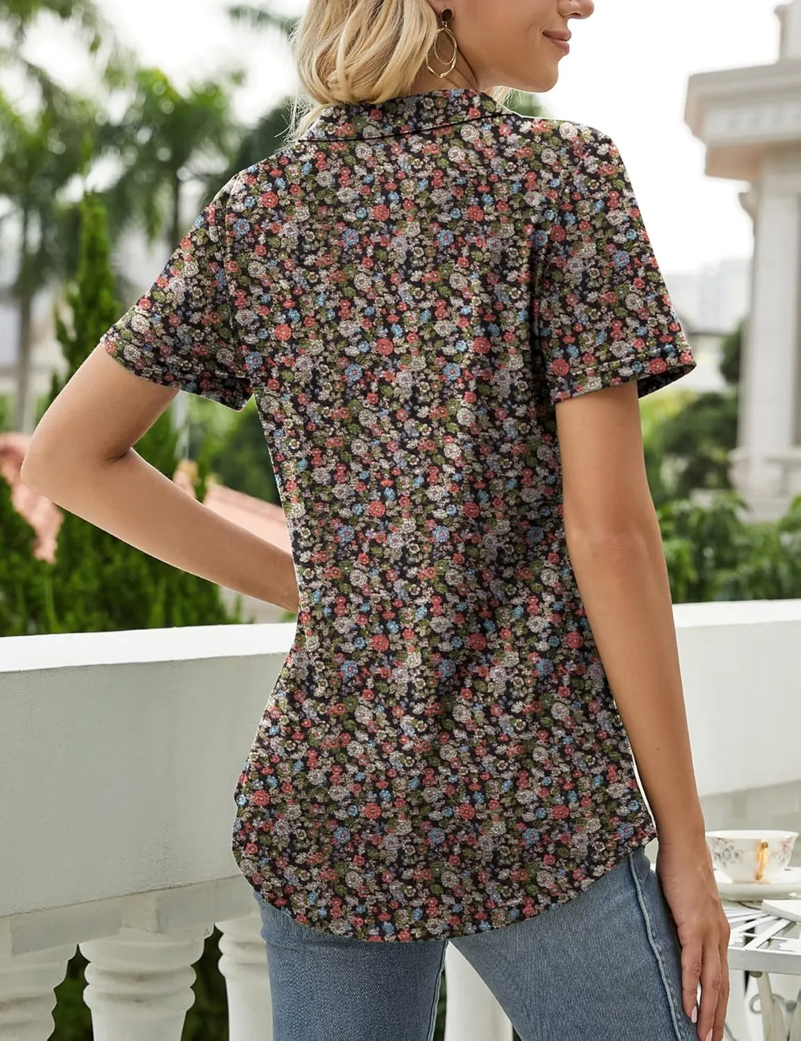 Kistore Womens Short Sleeve Polo T Shirts V Neck Summer Basic Tops Fashion 2025 Business Casual Work Blouse S-XXL