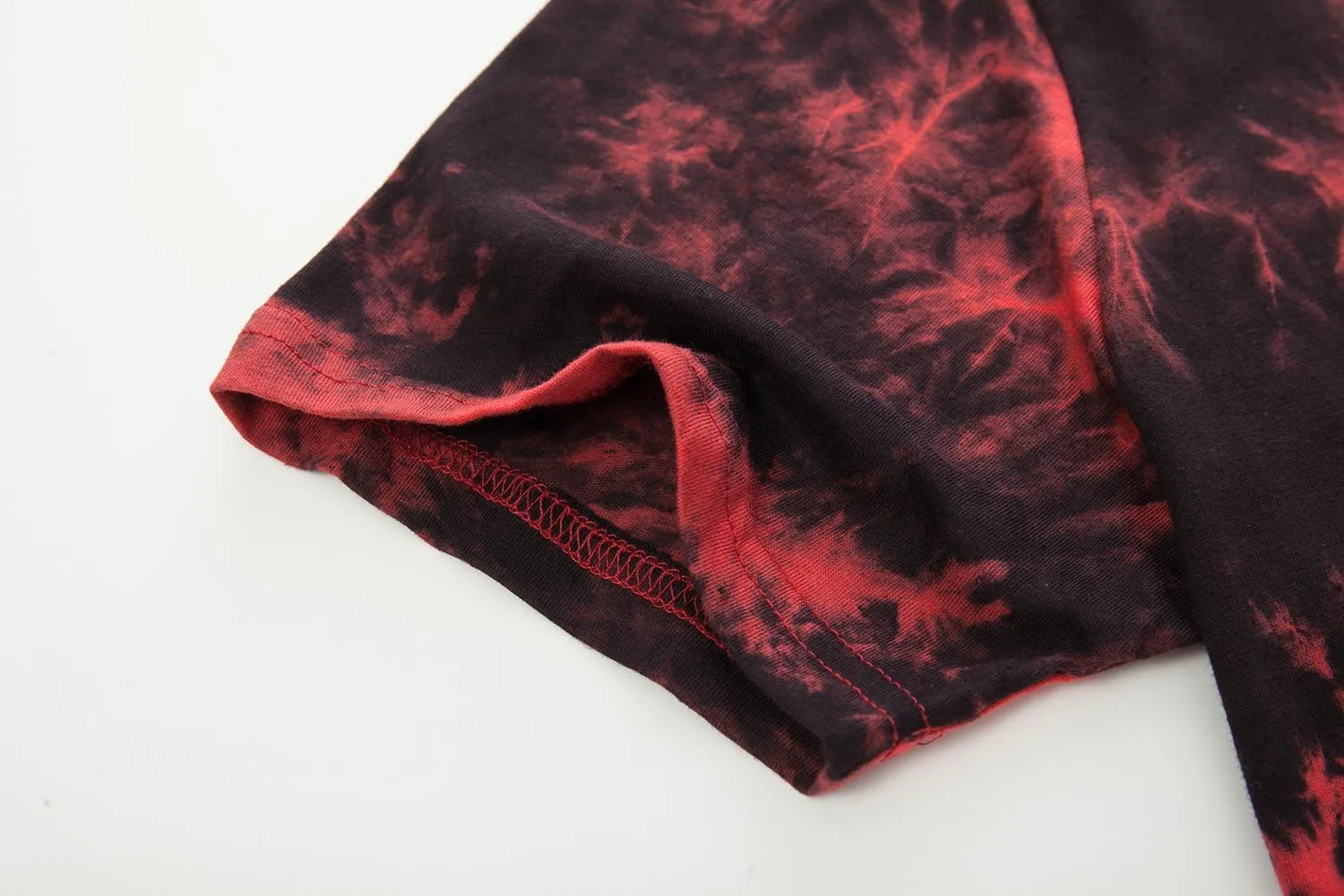KLIEGOU Mens Hip Hop Tie-Dyed Hipster Curve Hem T Shirt