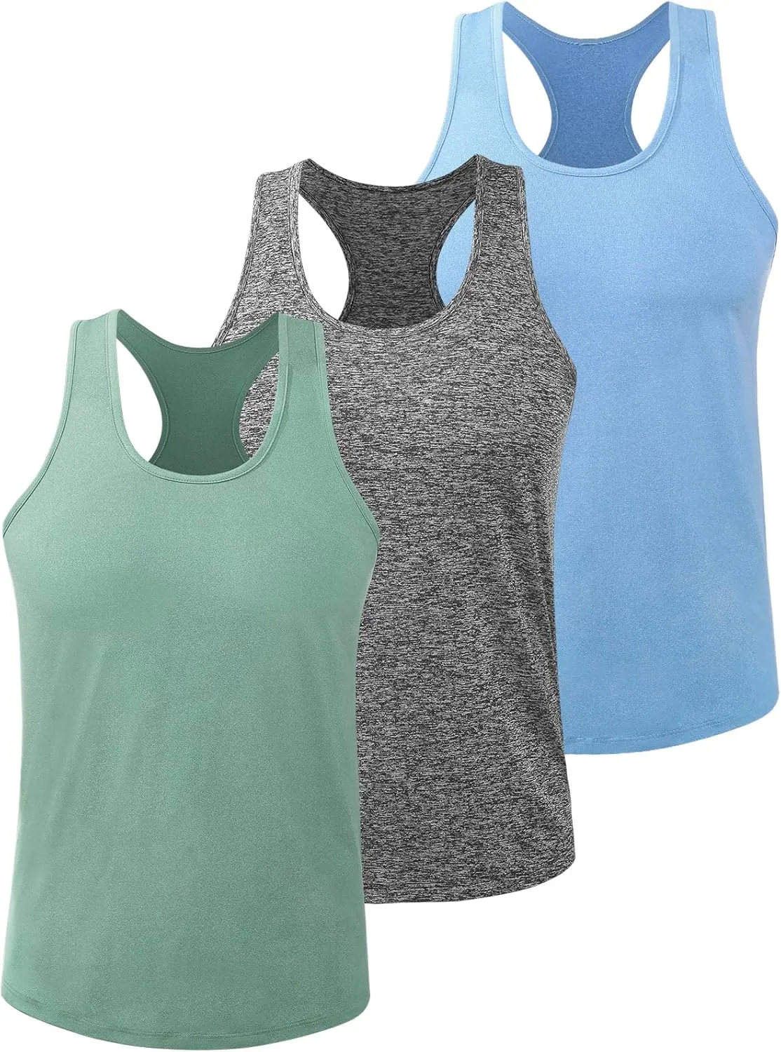 Kniffi Mens 3 Pack Y-Back Workout Tank Tops Quick Dry Running Tank Gym Muscle Sleeveless T Shirts