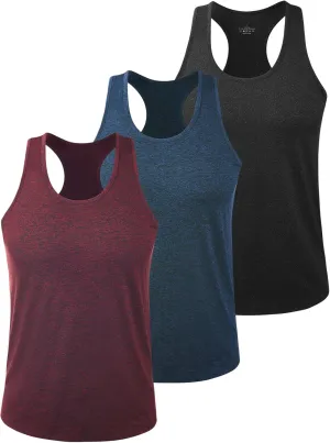 Kniffi Mens 3 Pack Y-Back Workout Tank Tops Quick Dry Running Tank Gym Muscle Sleeveless T Shirts