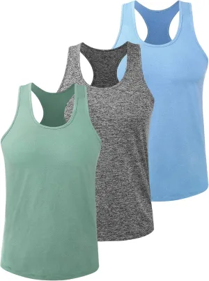 Kniffi Mens 3 Pack Y-Back Workout Tank Tops Quick Dry Running Tank Gym Muscle Sleeveless T Shirts