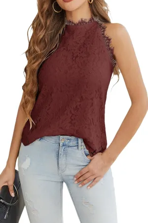 Lace Tank Tops for Women Loose Crochet Hollow Out Work Blouses Casual Basic Ladies Running T-Shirts