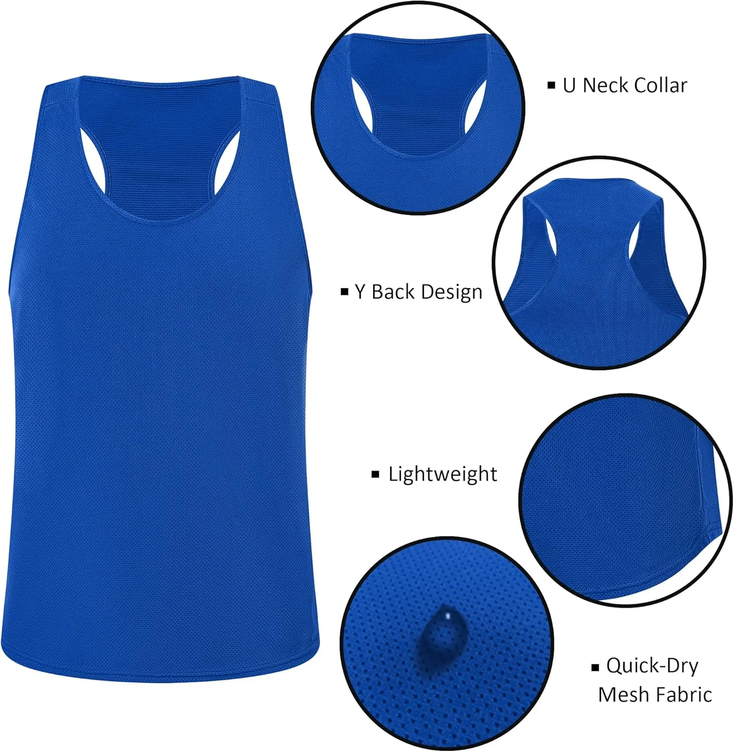 LecGee Men's 3 Pack Gym Workout Tank top Dry Fit Y-Back Muscle T-shirts Sleeveless Mesh Bodybuilding Fitness Stringer