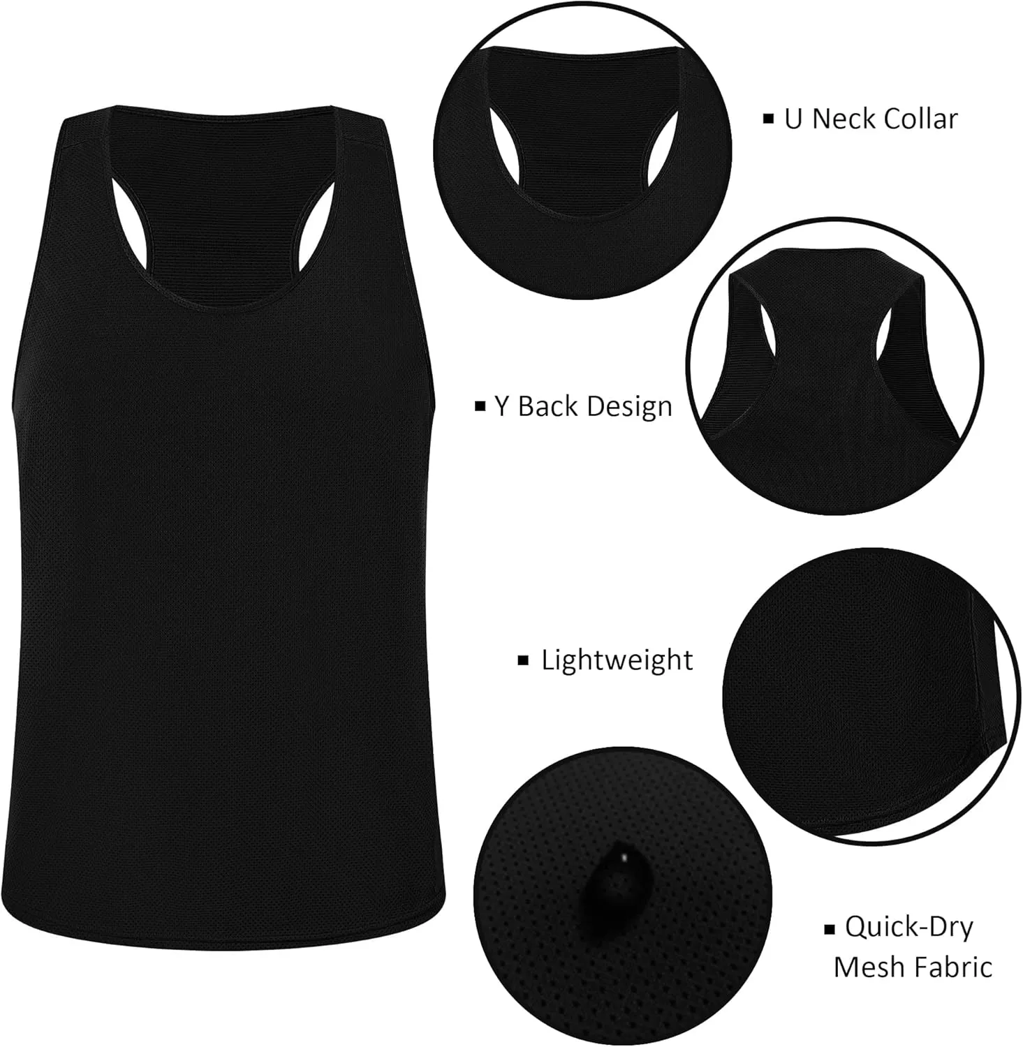 LecGee Men's 3 Pack Gym Workout Tank top Dry Fit Y-Back Muscle T-shirts Sleeveless Mesh Bodybuilding Fitness Stringer