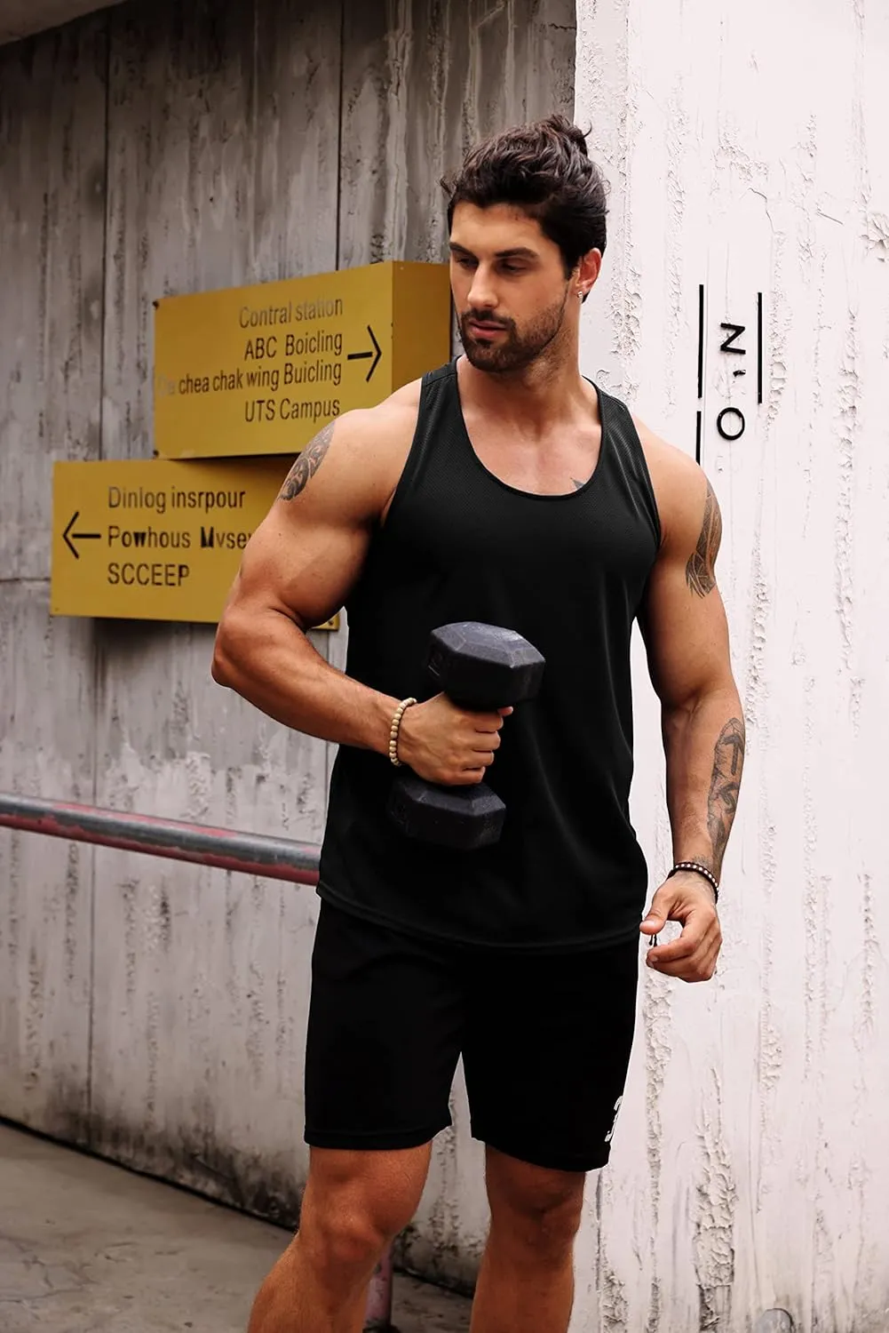 LecGee Men's 3 Pack Gym Workout Tank top Dry Fit Y-Back Muscle T-shirts Sleeveless Mesh Bodybuilding Fitness Stringer
