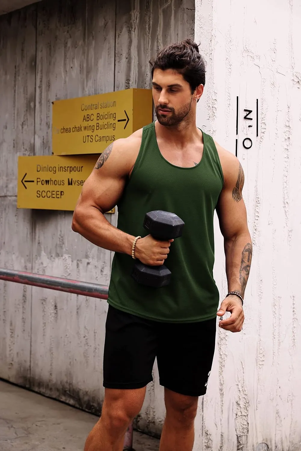 LecGee Men's 3 Pack Gym Workout Tank top Dry Fit Y-Back Muscle T-shirts Sleeveless Mesh Bodybuilding Fitness Stringer