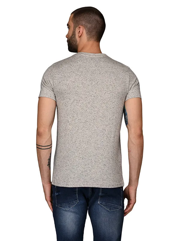 Light Grey Slim Fit Henley T-Shirt | JadeBlue