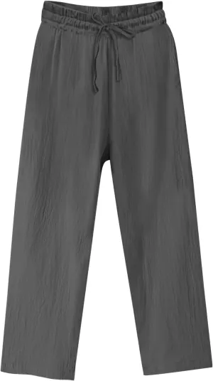 Linen Pants for Women Baggy 2025 Plus Size Straight Leg Pants Wide Leg Solid Palazzo Trousers Beach Travel Outfits