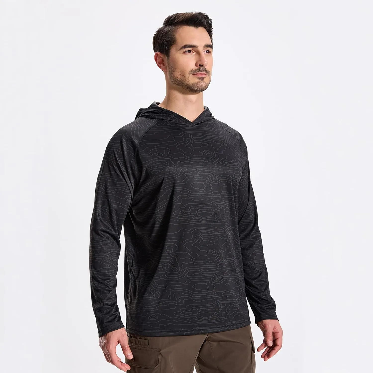 LOOGU Men's UPF 50  Sun Protection Hoodie Shirt Long Sleeve Rash Guard SPF T-Shirts for Fishing Hiking