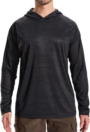 LOOGU Men's UPF 50  Sun Protection Hoodie Shirt Long Sleeve Rash Guard SPF T-Shirts for Fishing Hiking