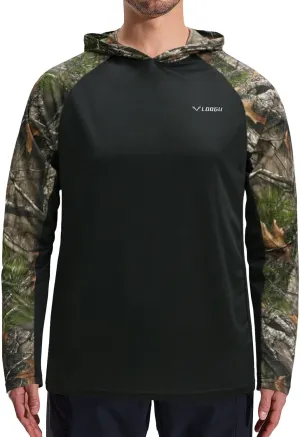 LOOGU Men's UPF 50  Sun Protection Hoodie Shirt Long Sleeve Rash Guard SPF T-Shirts for Fishing Hiking